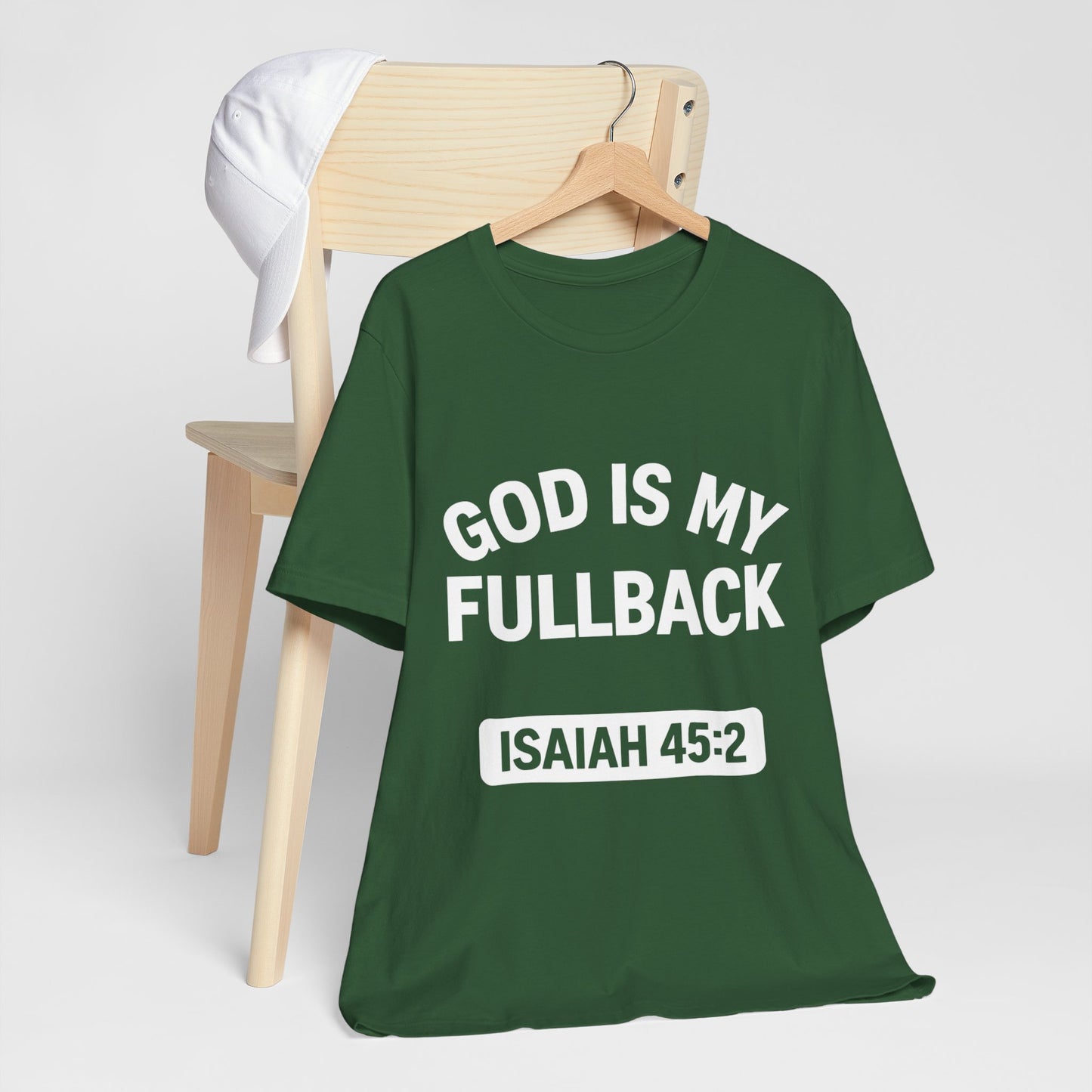 God is My Fullback Upgraded Premium Tee - Dark Green - White