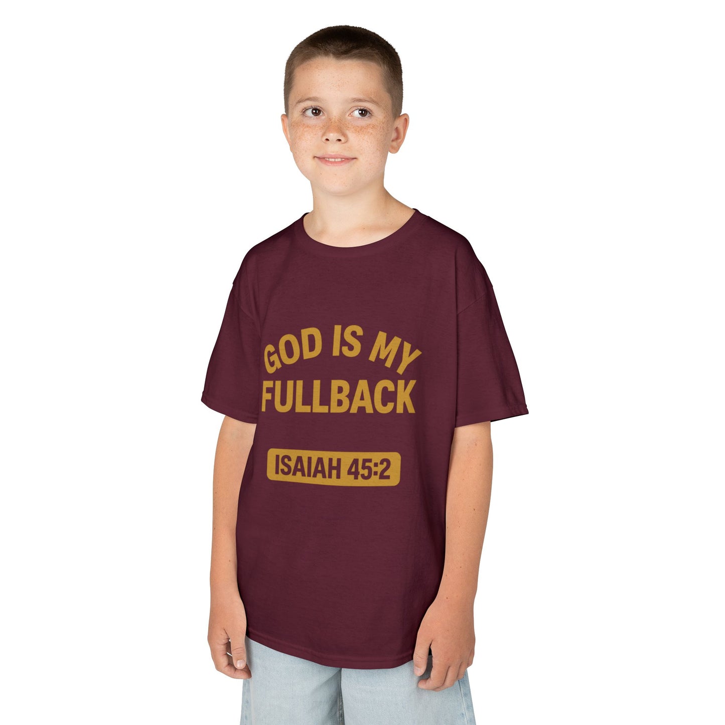 God is My Fullback Tee - Garnet-Gold - Kid's Size
