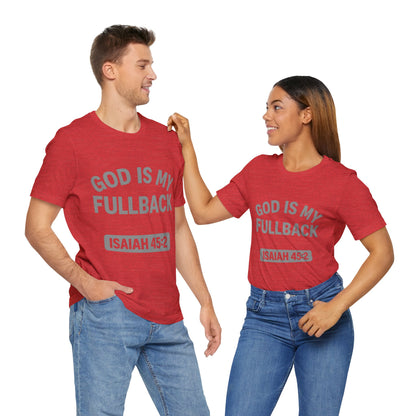 God is My Fullback Upgraded Premium Tee - Heather Red - Grey