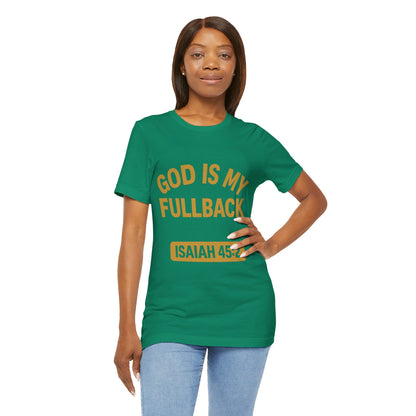 God is My Fullback Upgraded Premium Tee - Green - Gold