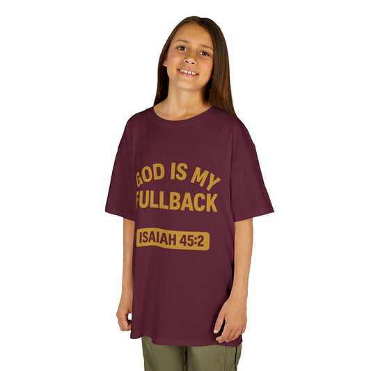 God is My Fullback Tee - Garnet-Gold - Kid's Size