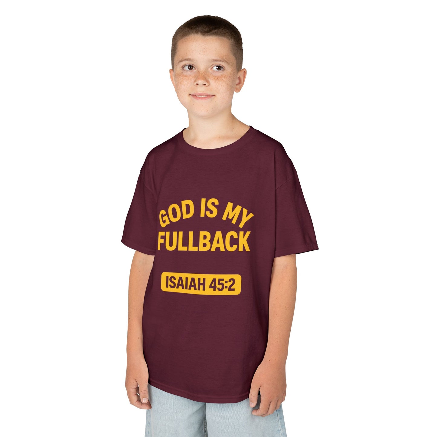 God is My Fullback Tee - Crimson-Yellow - Kid's Size