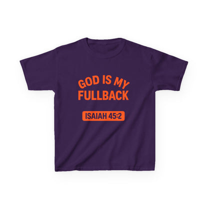 God is My Fullback Tee - Purple-Orange - Kid's Size