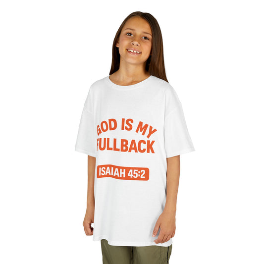God is My Fullback Tee - White-Burnt Orange - Kid's Size