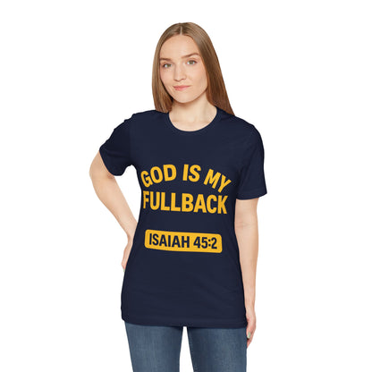 God is My Fullback Upgraded Premium Tee - Navy - Yellow