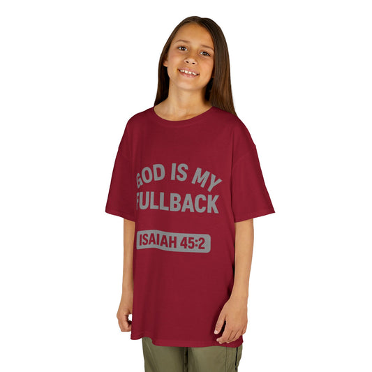 God is My Fullback Tee - Crimson-Grey - Kid's Size