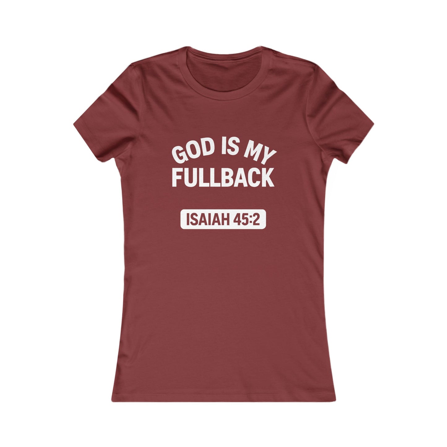 God is My Fullback Tee - Crimson-White - Women's