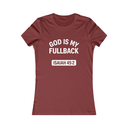 God is My Fullback Tee - Crimson-White - Women's