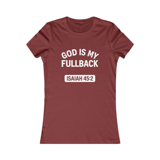 God is My Fullback Tee - Crimson-White - Women's