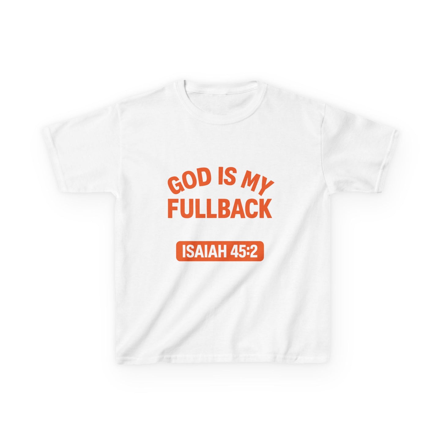 God is My Fullback Tee - White-Burnt Orange - Kid's Size