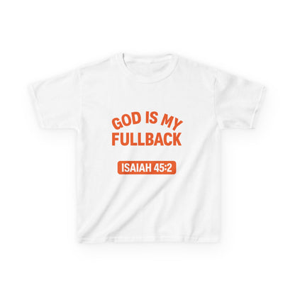 God is My Fullback Tee - White-Burnt Orange - Kid's Size
