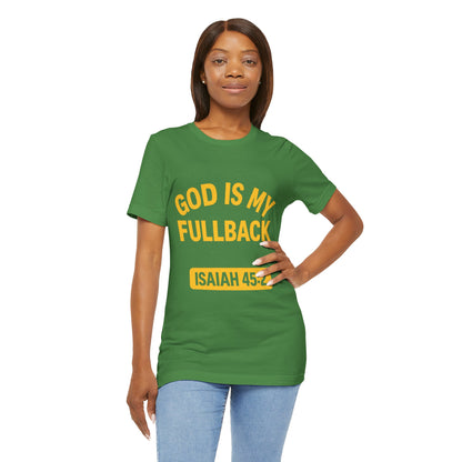 God is My Fullback Upgraded Premium Tee - Green - Yellow