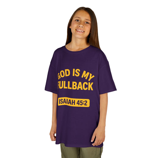 God is My Fullback Tee - Purple-Yellow- Kid's Size