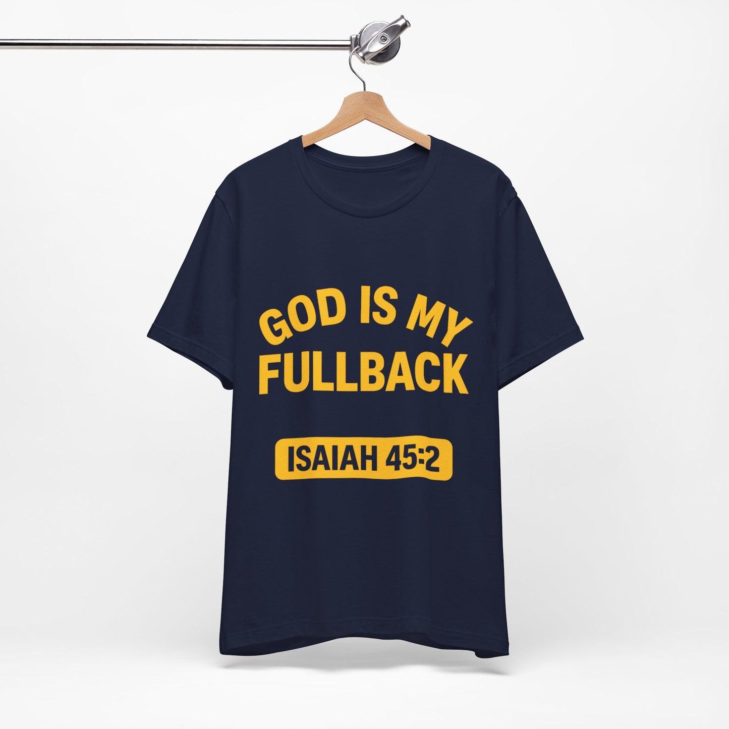 God is My Fullback Upgraded Premium Tee - Navy - Yellow