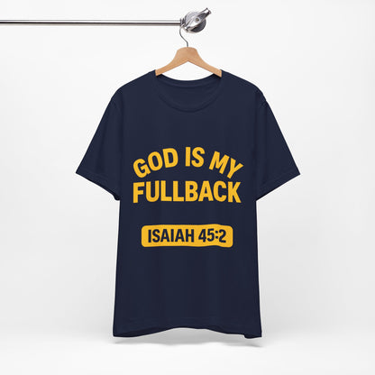 God is My Fullback Upgraded Premium Tee - Navy - Yellow