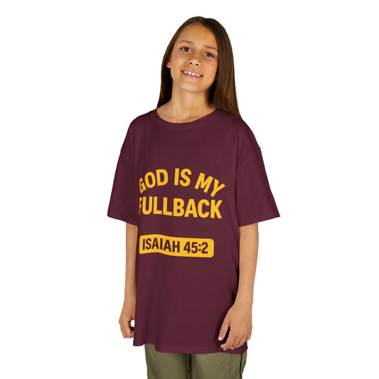 God is My Fullback Tee - Crimson-Yellow - Kid's Size
