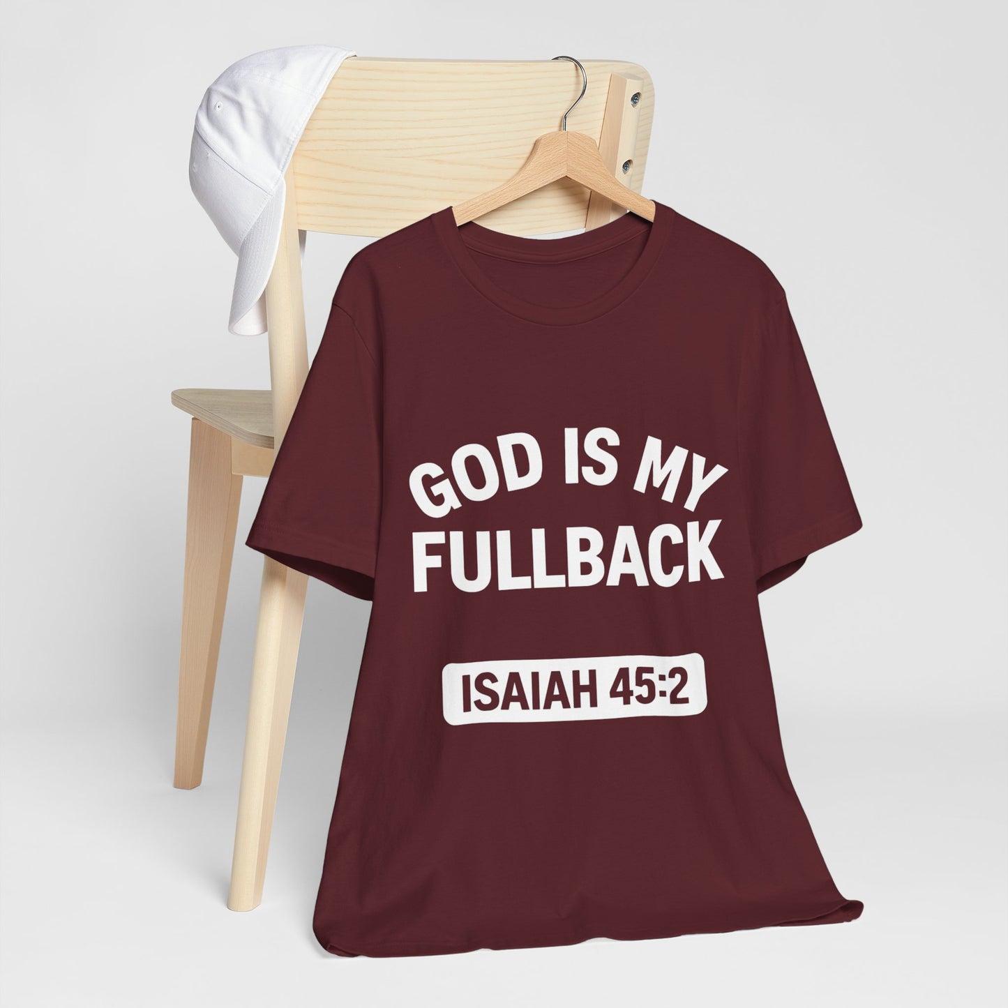God is My Fullback Upgraded Premium Tee - Maroon - White