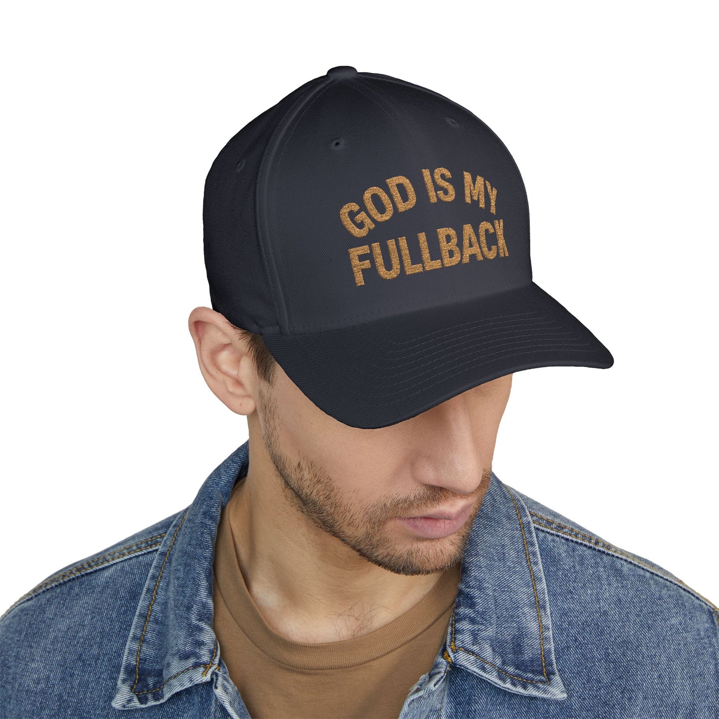 God is My Fullback Hat - Navy-Gold