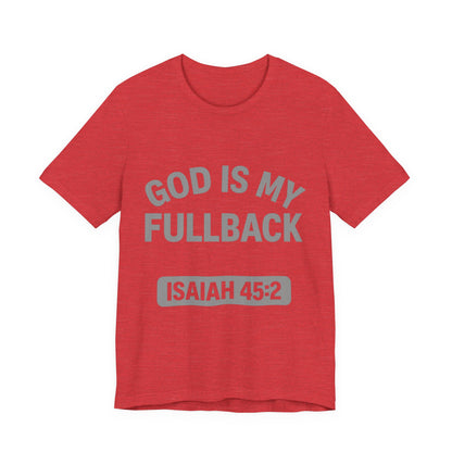 God is My Fullback Upgraded Premium Tee - Heather Red - Grey