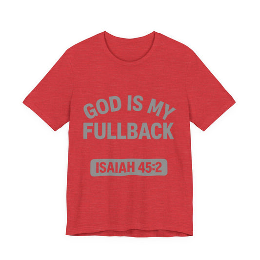 God is My Fullback Upgraded Premium Tee - Heather Red - Grey