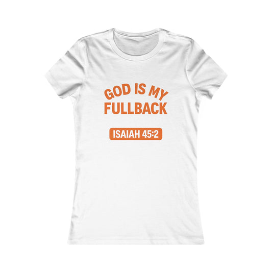 God is My Fullback Tee - White-Burnt Orange - Women's