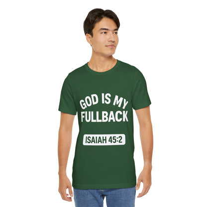 God is My Fullback Upgraded Premium Tee - Dark Green - White