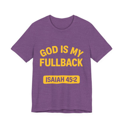 God is My Fullback - ISAIAH 45:2 - Heather Purple - Yellow