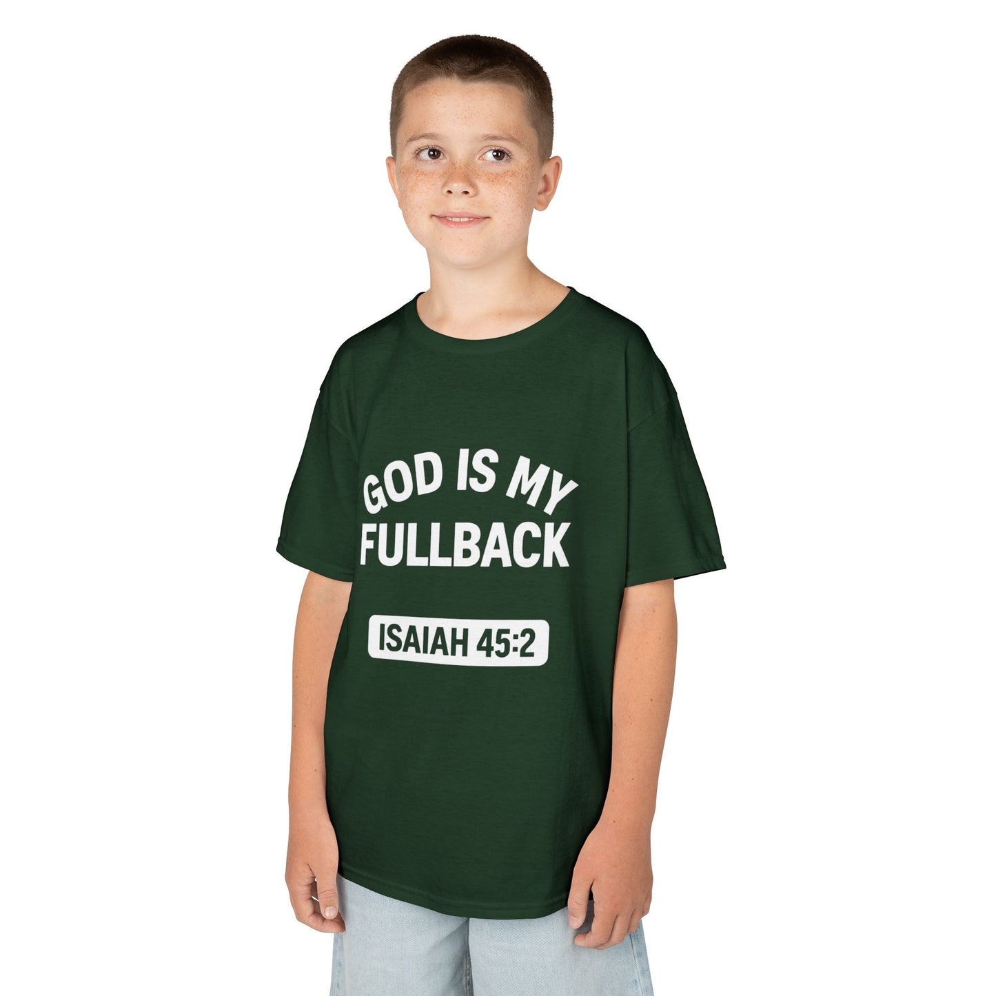 God is My Fullback Tee - Green-White - Kid's Size