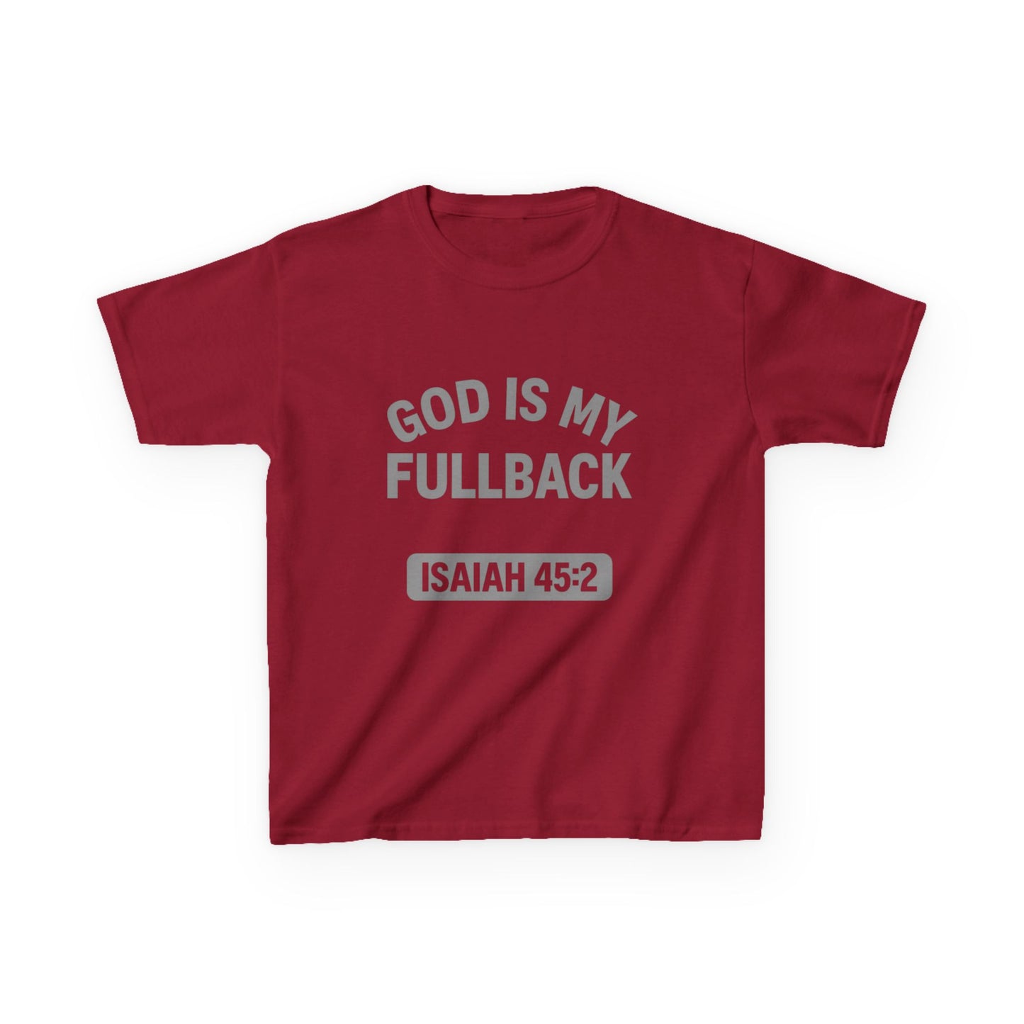 God is My Fullback Tee - Crimson-Grey - Kid's Size