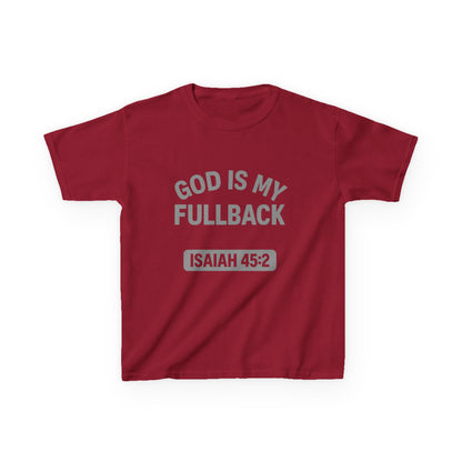 God is My Fullback Tee - Crimson-Grey - Kid's Size