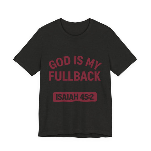 God is My Fullback Upgraded Premium Tee - Heather Black - Dark Red