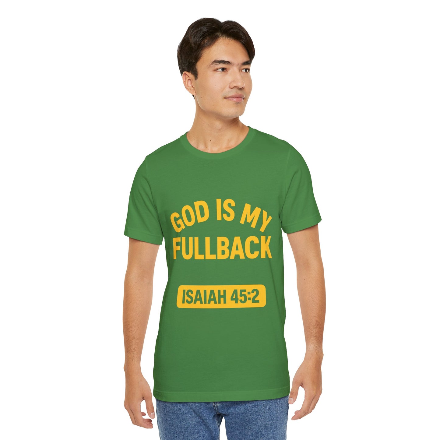 God is My Fullback Upgraded Premium Tee - Green - Yellow