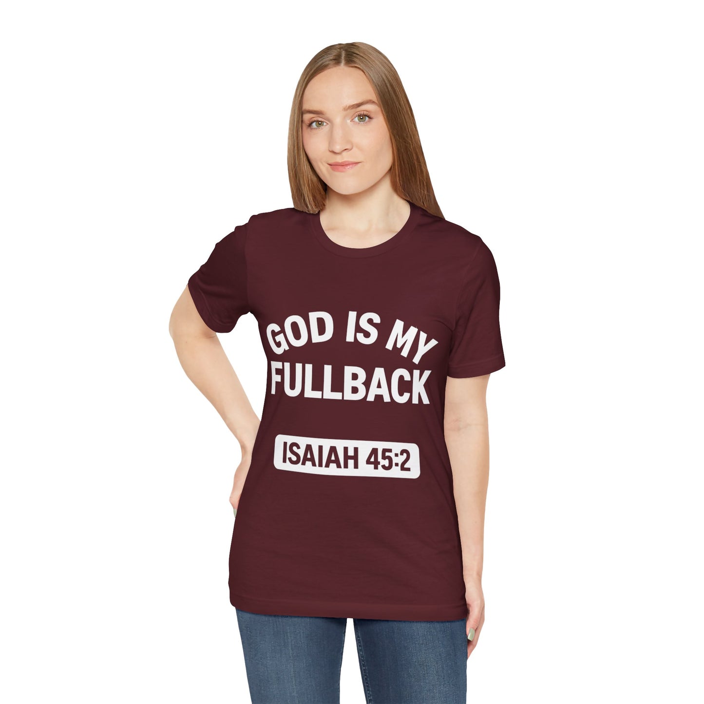 God is My Fullback Upgraded Premium Tee - Maroon - White