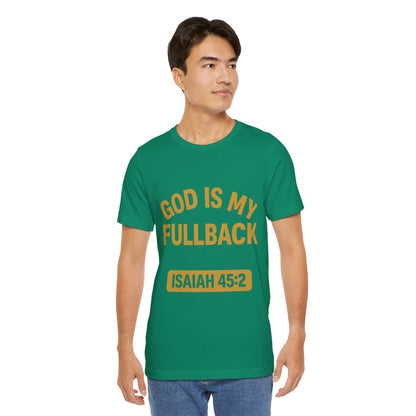 God is My Fullback Upgraded Premium Tee - Green - Gold