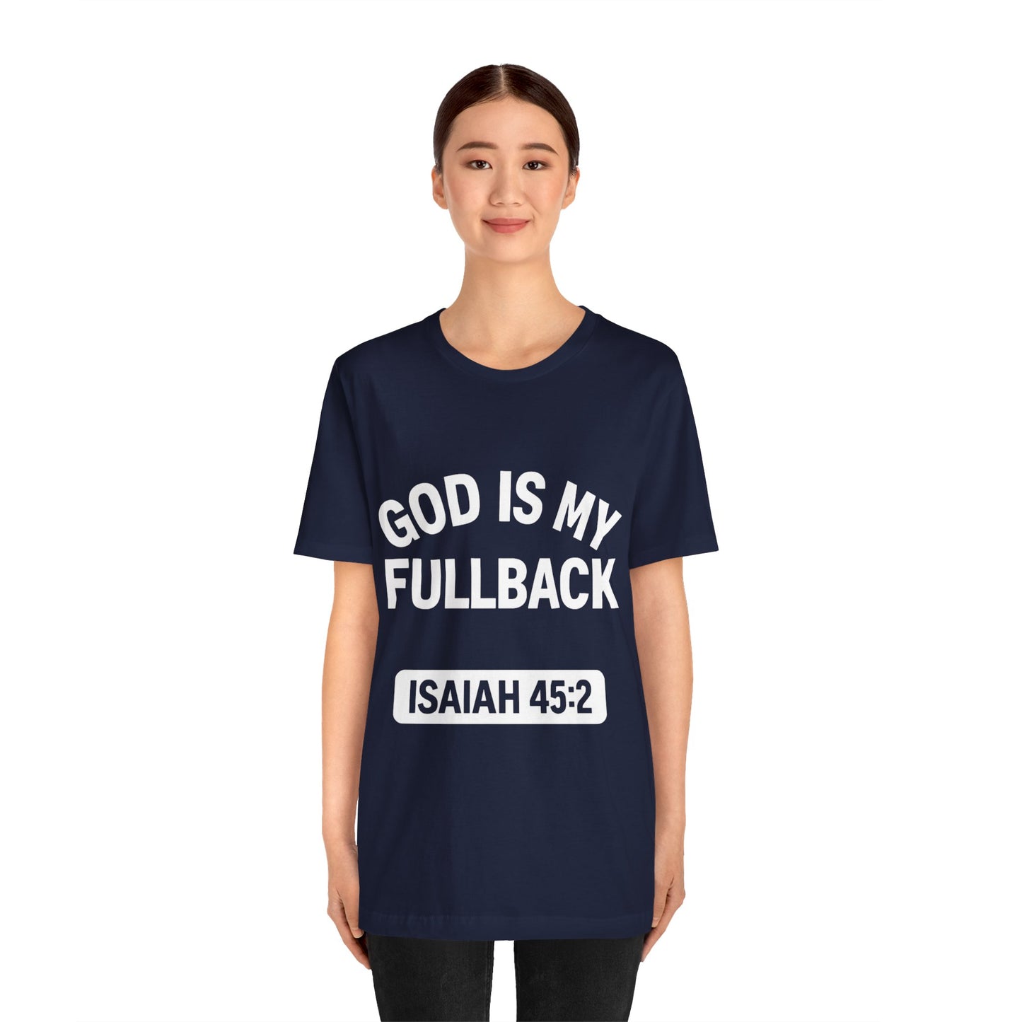 God is My Fullback Upgraded Premium Tee - Navy - White