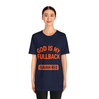 God is My Fullback Upgraded Premium Tee - Navy - Orange