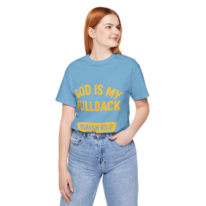 God is My Fullback Upgraded Premium Tee - Light Blue - Yellow
