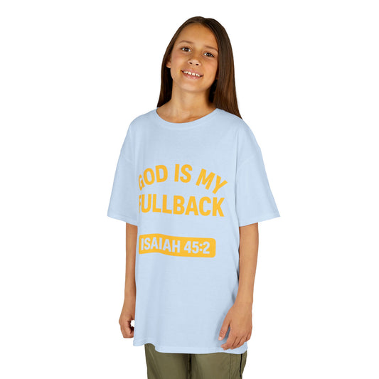 God is My Fullback Tee - Light Blue-Yellow - Kid's Size