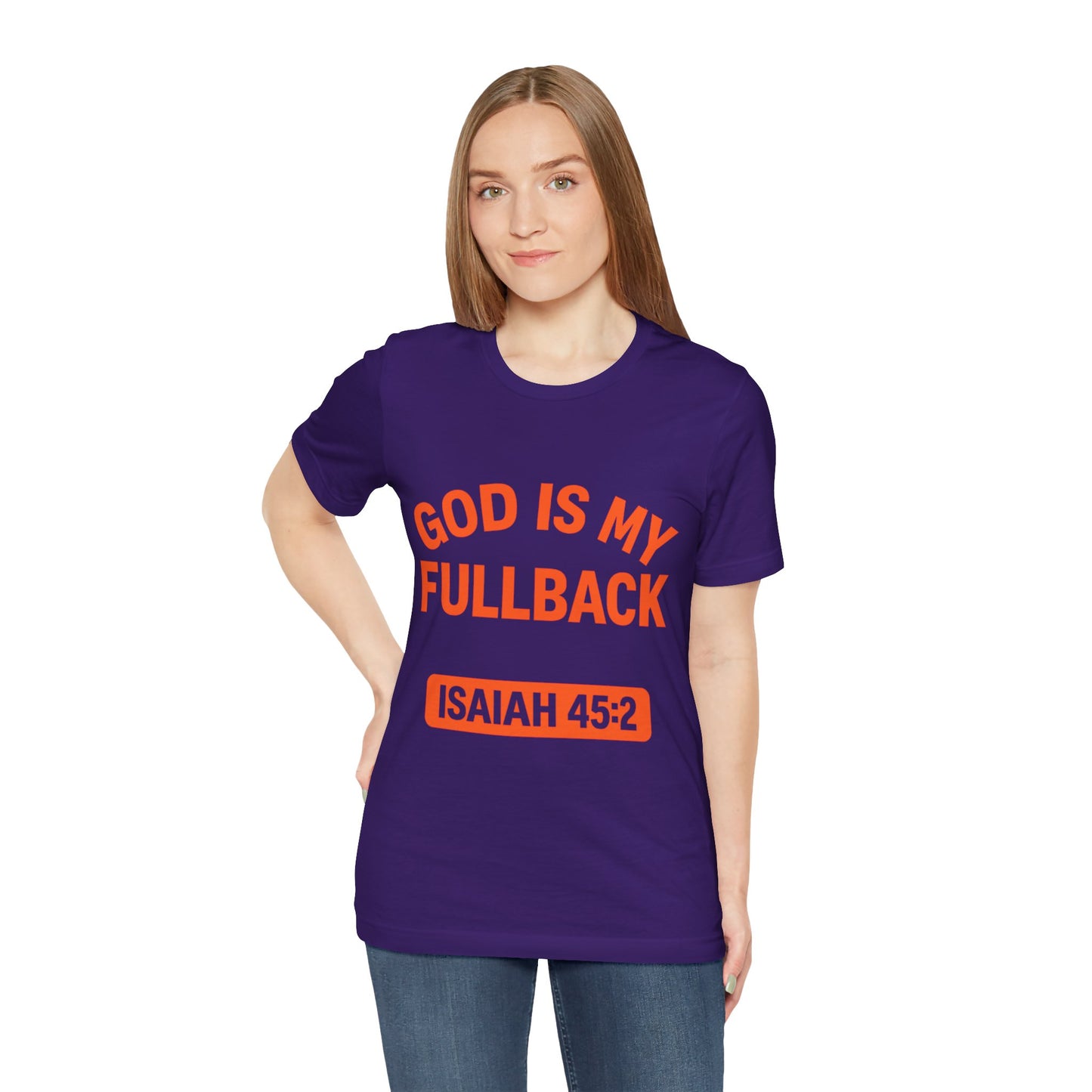 God is My Fullback Upgraded Premium Tee - Purple - Orange