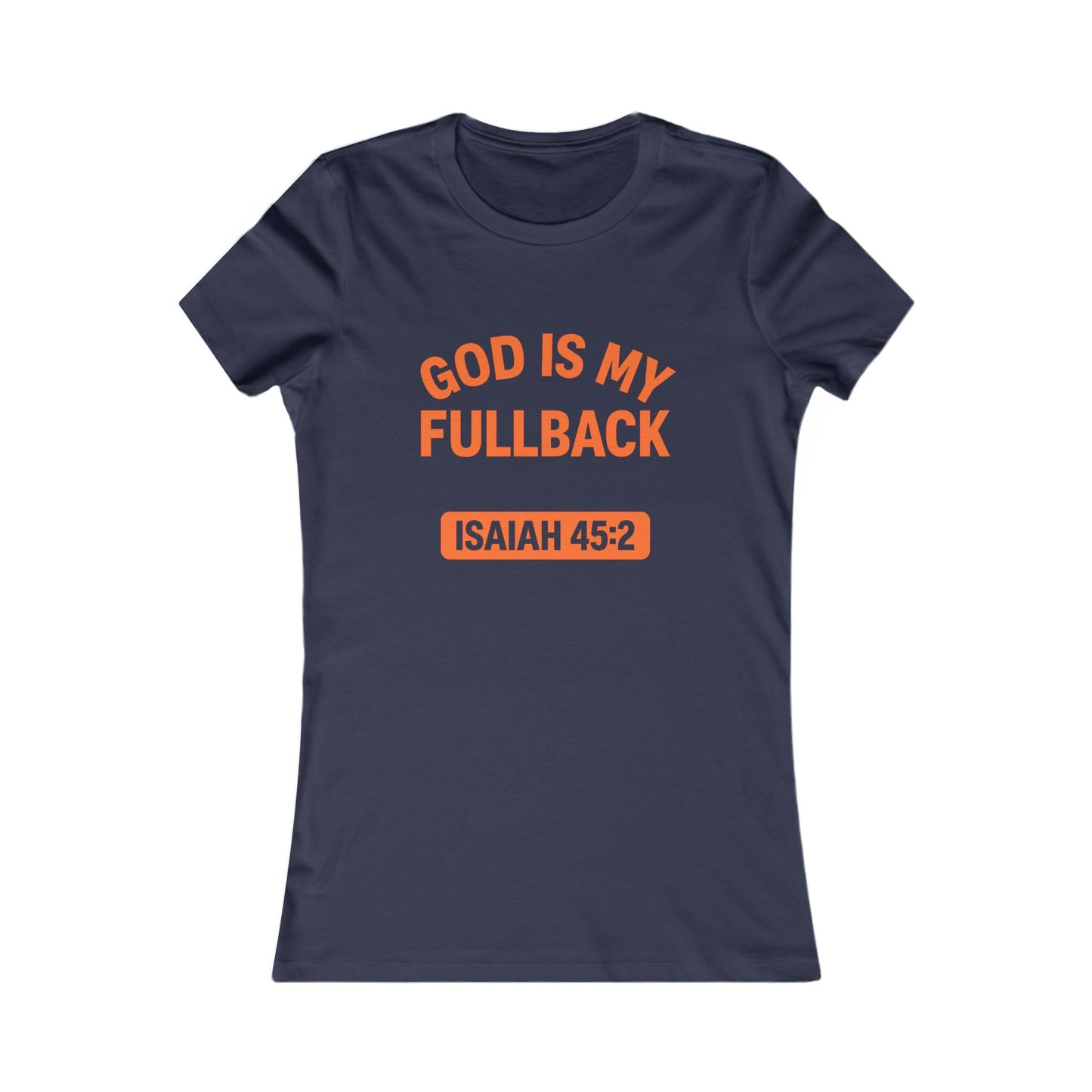 God is My Fullback Tee - Navy-Orange - Women's