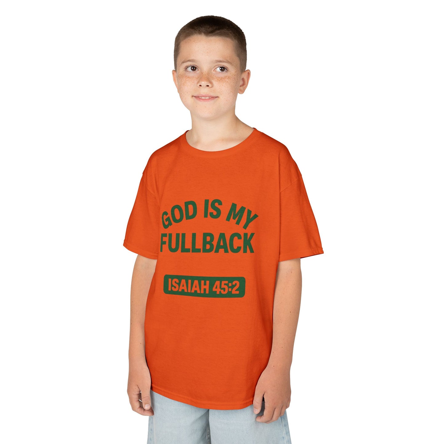 God is My Fullback Tee - Orange-Green - Kid's Size
