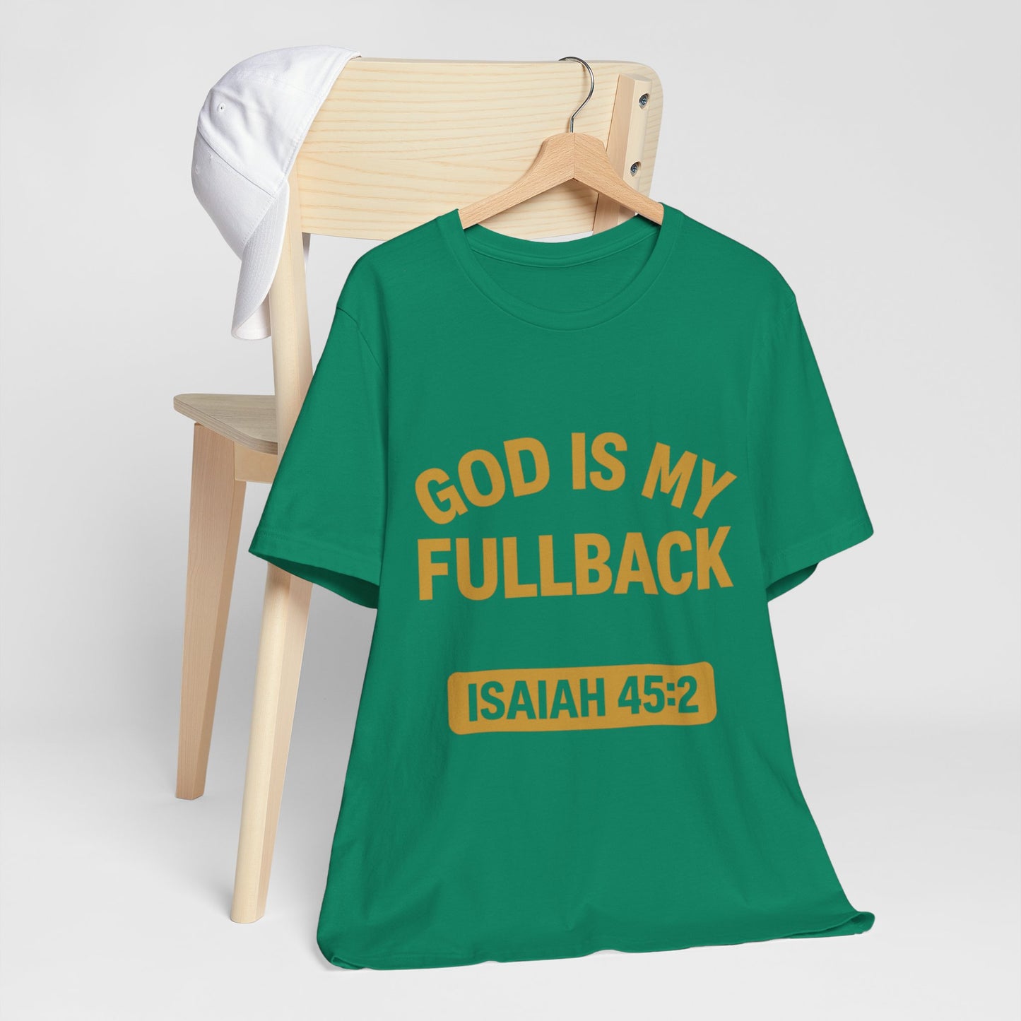 God is My Fullback Upgraded Premium Tee - Green - Gold