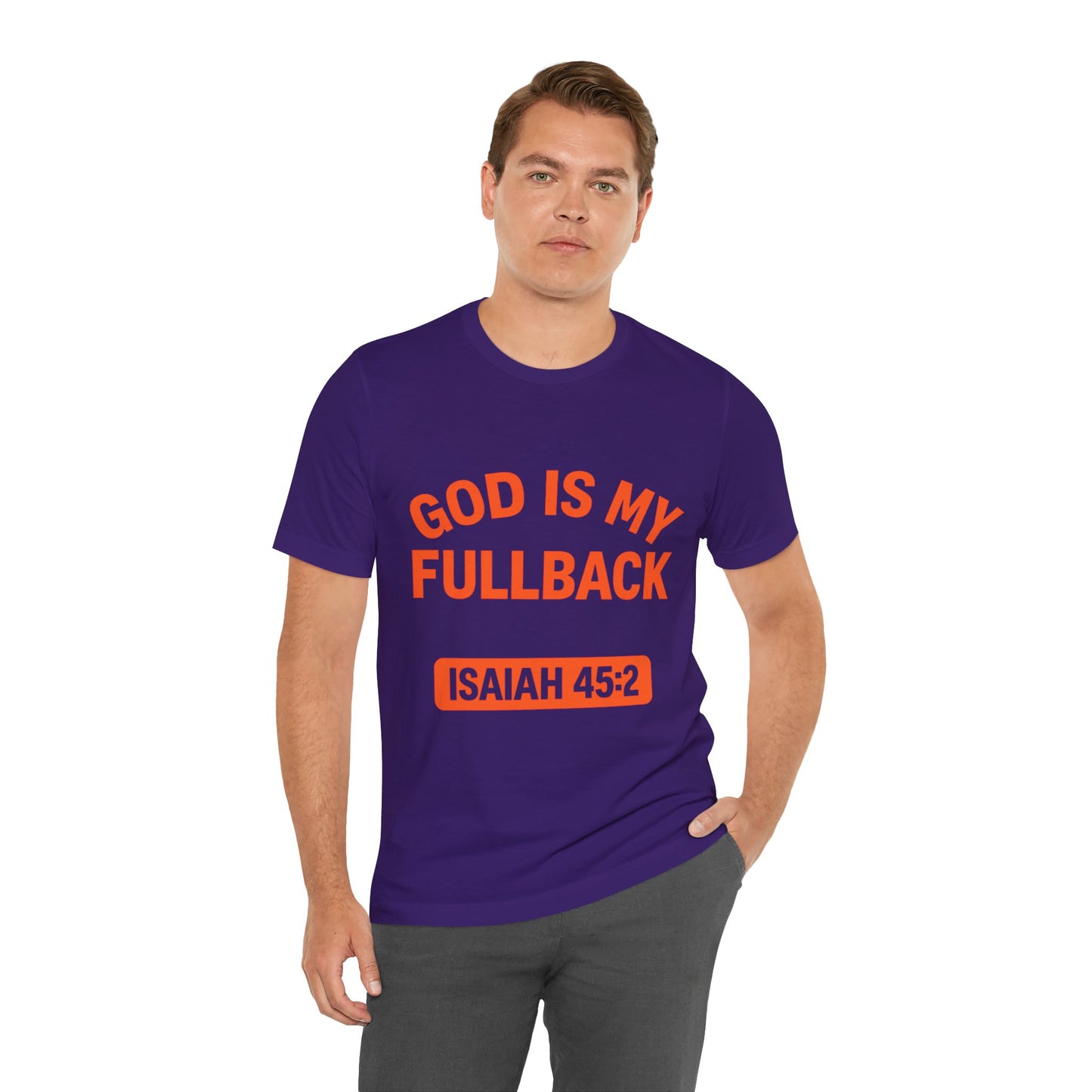 God is My Fullback Upgraded Premium Tee - Purple - Orange