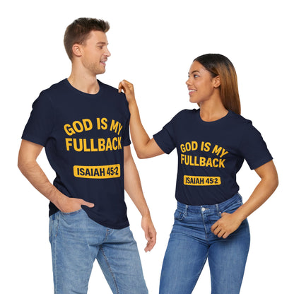 God is My Fullback Upgraded Premium Tee - Navy - Yellow