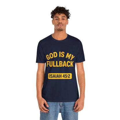 God is My Fullback Upgraded Premium Tee - Navy - Yellow