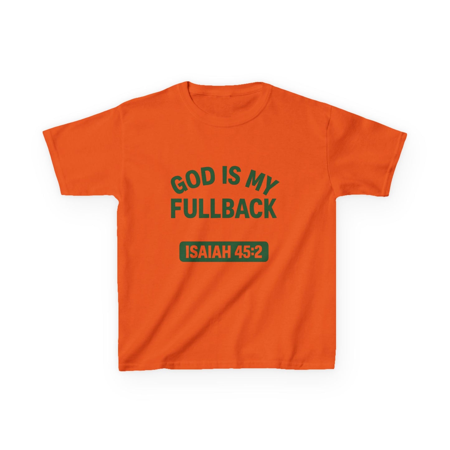 God is My Fullback Tee - Orange-Green - Kid's Size
