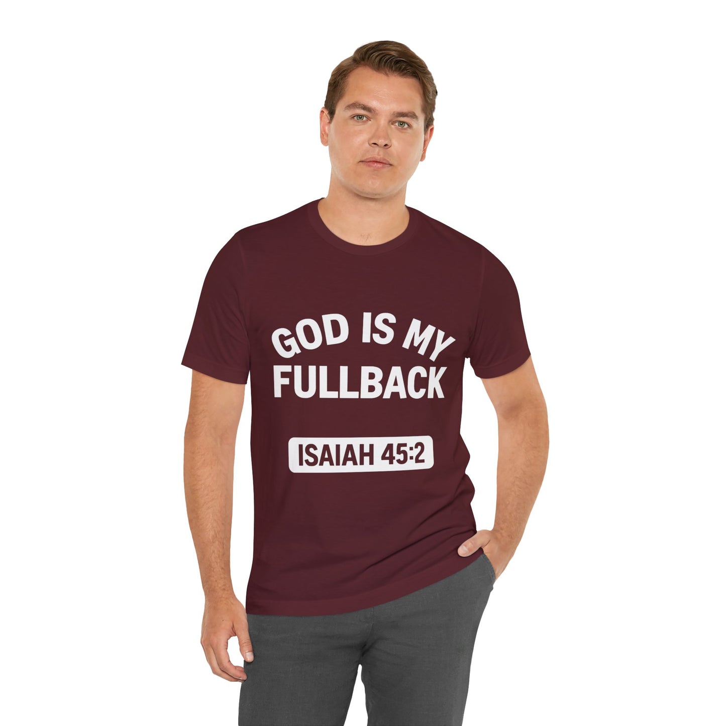 God is My Fullback Upgraded Premium Tee - Maroon - White