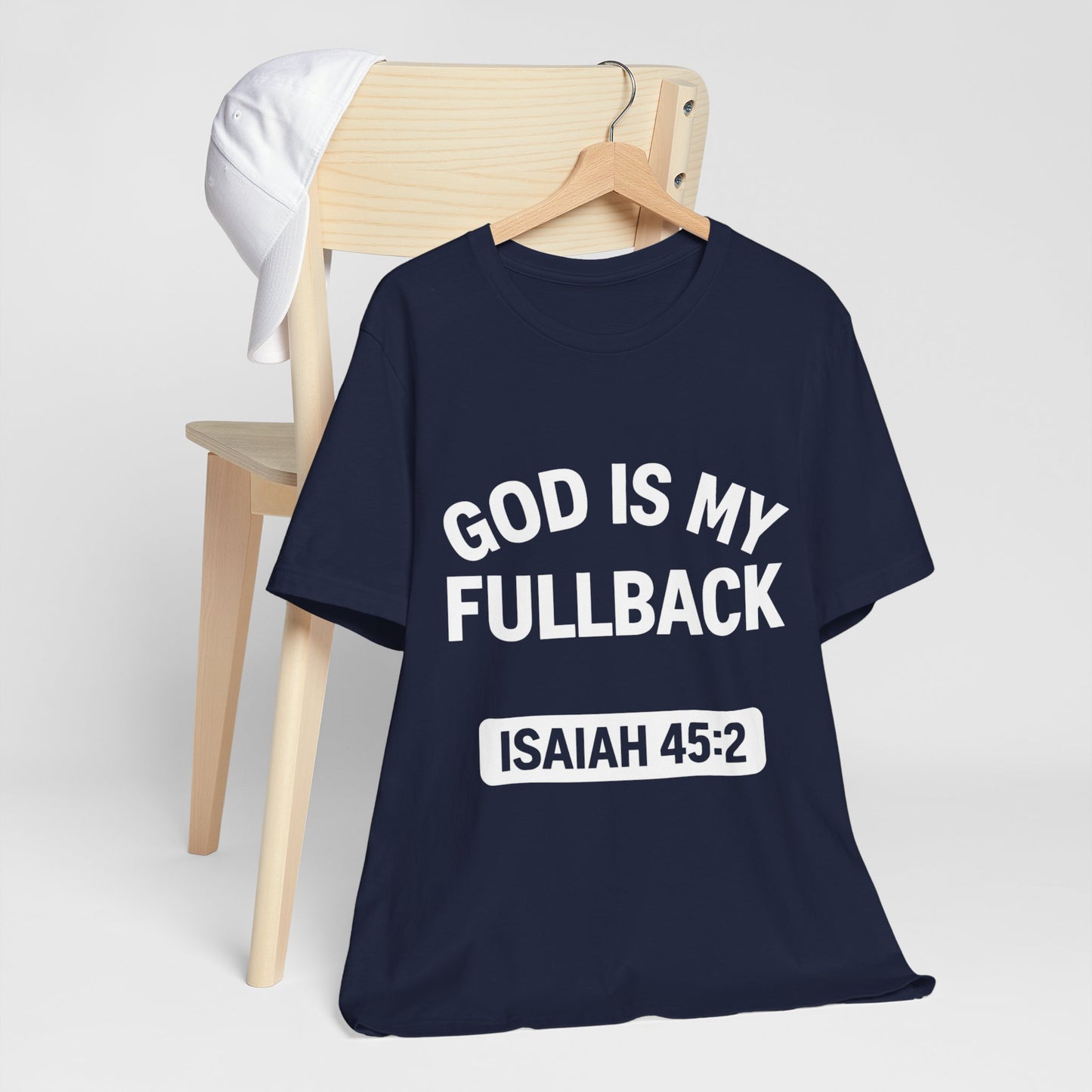 God is My Fullback Upgraded Premium Tee - Navy - White