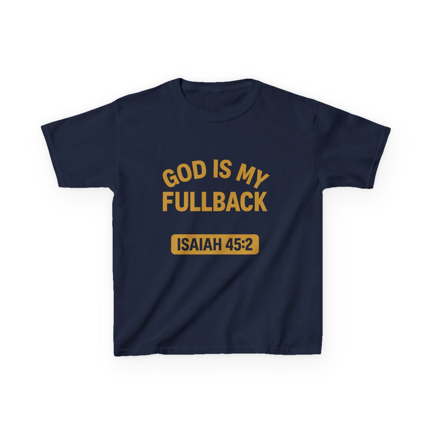 God is My Fullback Tee - Navy-Gold - Kid's Size
