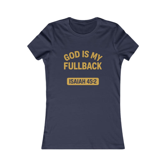 God is My Fullback Tee - Navy-Gold - Women's